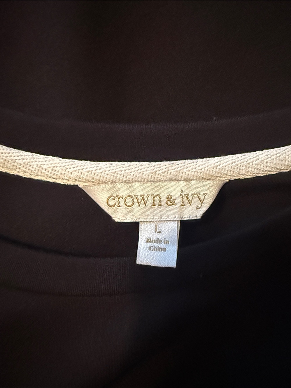 crown & ivy Black Short Sleeve Top with White Lace Ruffle Trim - Picture 3 of 4